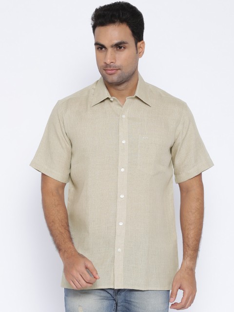 

ColorPlus Beige Neo Classic Fit Linen Casual Shirt
