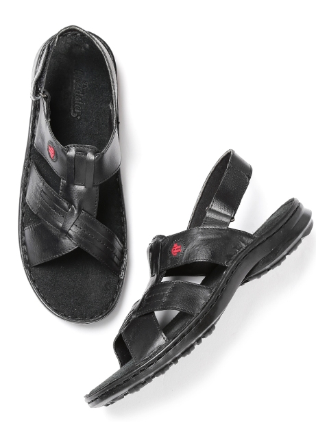 

Roadster Men Black Leather Sandals