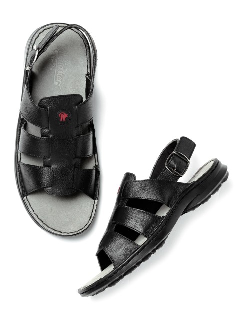 

Roadster Men Black Leather Sandals