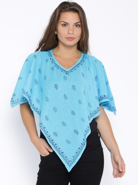 

Style Quotient Blue Printed Poncho Top