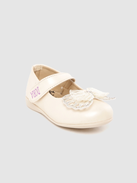 

toothless Girls Dora Cream-Coloured Bow Detail Mary Janes