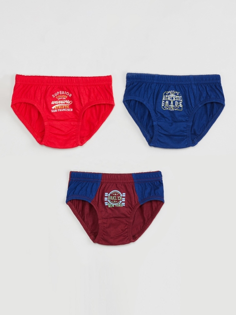 

max Boys Pack Of 3 Multicoloured Basic Briefs P19DIN07, Red