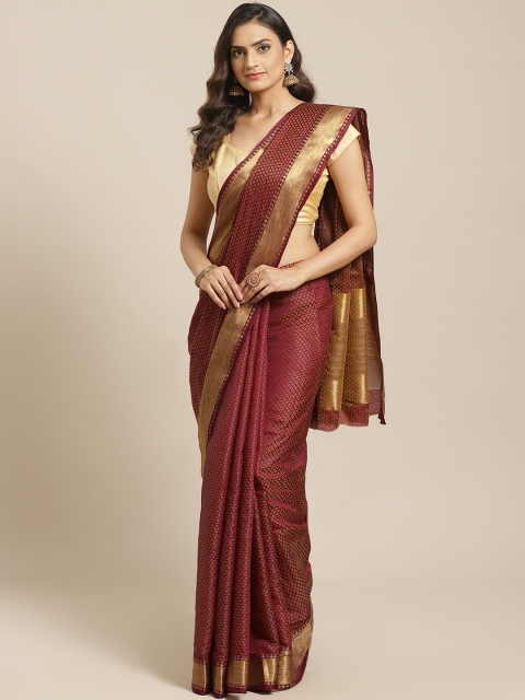 

Mitera Purple & Golden Woven Design Saree, Maroon