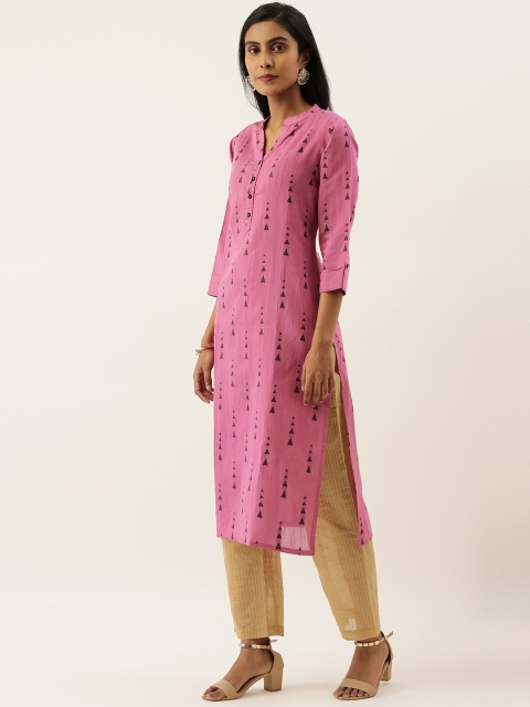 

Varanga Women Mauve & Gold-Toned Woven Design Kurta with Trousers