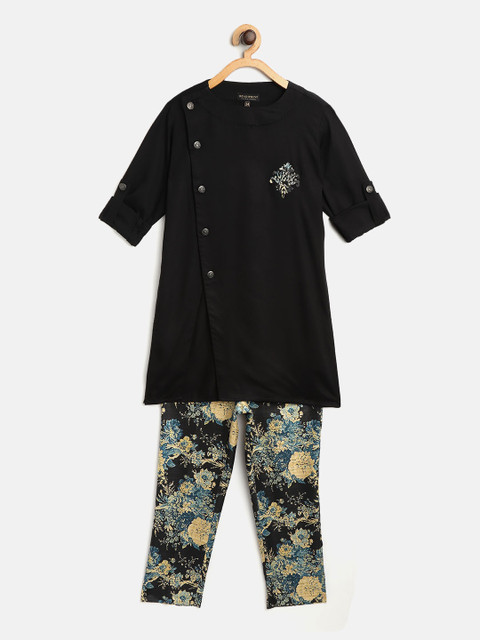 

Readiprint Fashions Boys Black & Blue Solid Kurta with Trousers