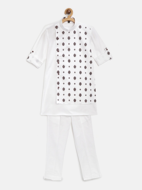 

Readiprint Fashions Boys White Printed Angrakha Kurta with Pyjamas