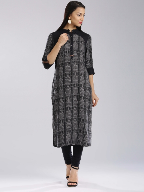 

W Black & Grey Printed Kurta
