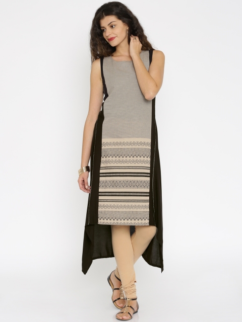 

W Women Black & Grey Printed A-Line Kurta