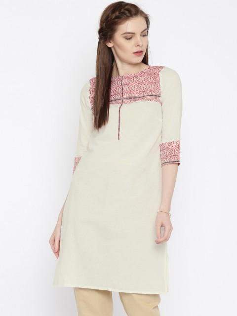 

Aurelia White Woven Design Kurta