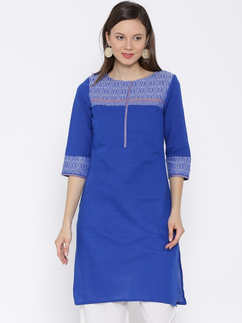 

Aurelia Blue Woven Design Kurta