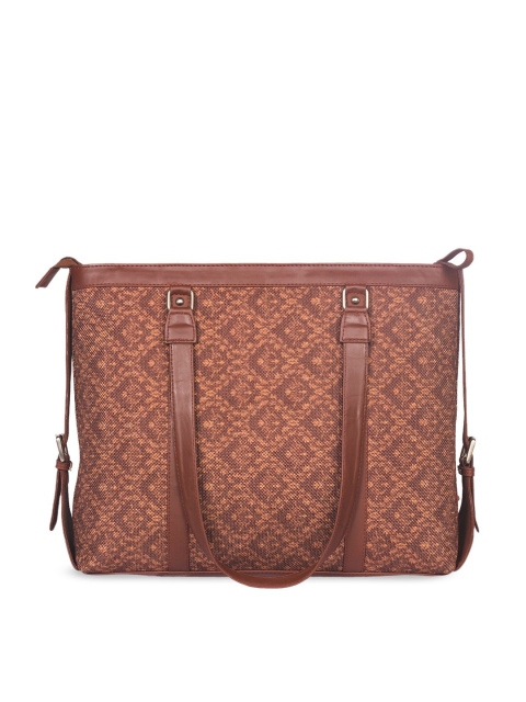 

ZOUK Brown & Beige Self Design Vegan Leather Sustainable Shoulder Bag