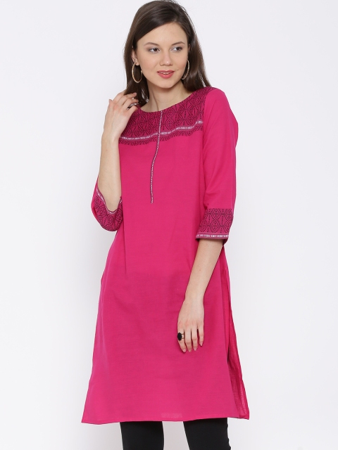 

Aurelia Pink Woven Design Kurta