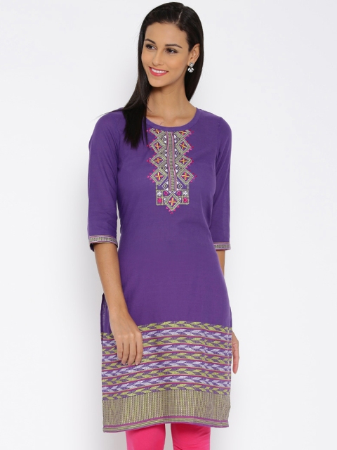 

Aurelia Purple Embroidered Detail Kurta