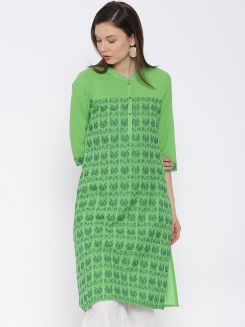 

Aurelia Green Woven Design Kurta
