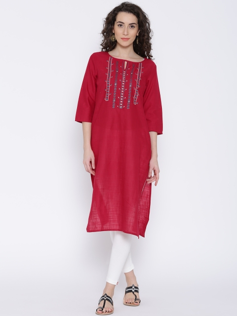 

Aurelia Red Embroidered Kurta