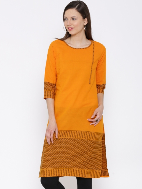 

Aurelia Orange Woven Design Kurta