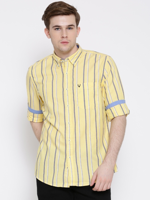 

Allen Solly Yellow Striped Custom Fit Casual Shirt