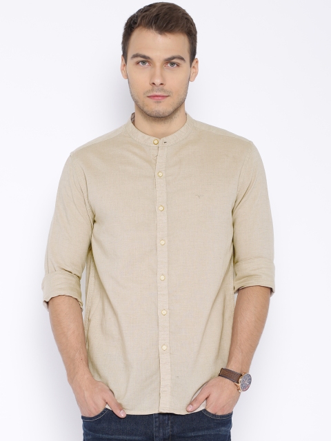 

Flying Machine Beige Linen Casual Shirt