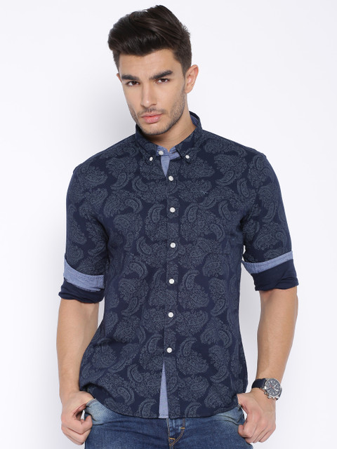 

Flying Machine Navy Printed Casual Shirt, Navy blue