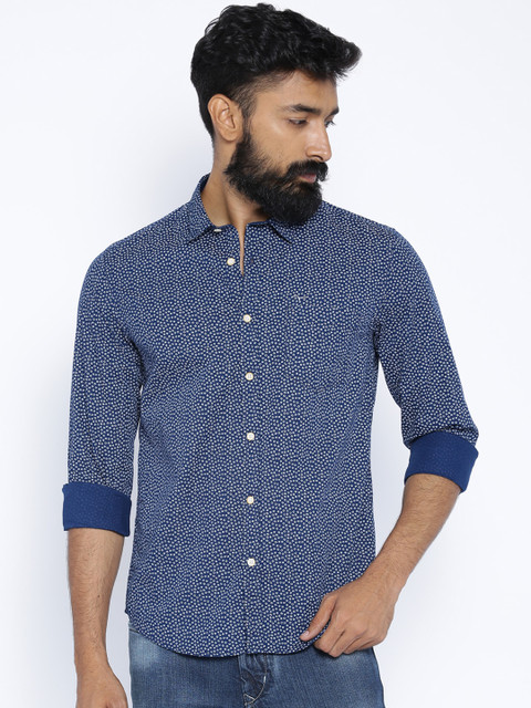 

Flying Machine Navy Printed Casual Shirt, Navy blue
