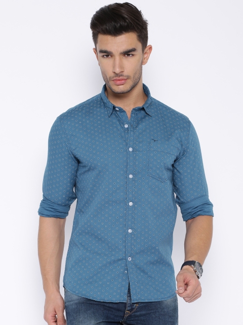 

Flying Machine Blue Printed Casual Shirt