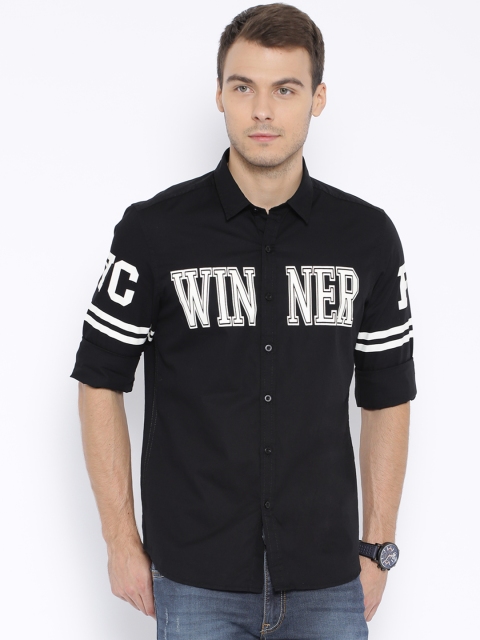 

Flying Machine Black Printed Casual Shirt