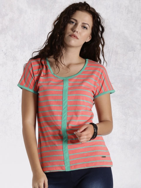 

Roadster Mustard Pink & Green Striped Top