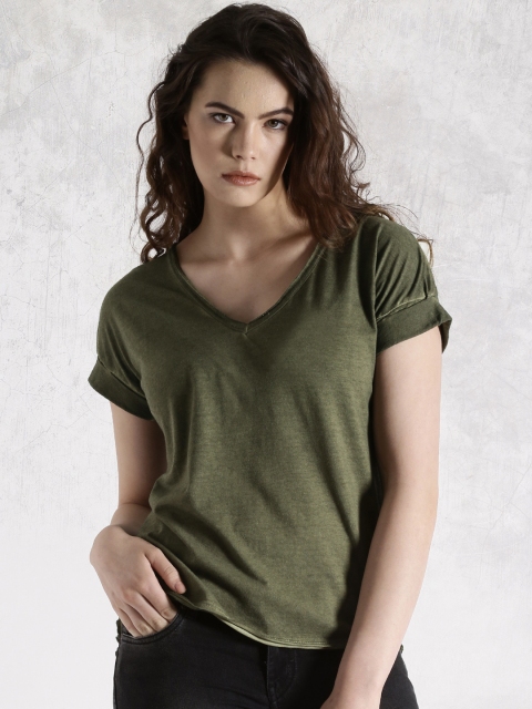 

Roadster Olive Green Washed Top