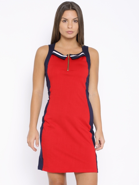 

Vea Kupia Red & Navy Colourblock A-Line Dress