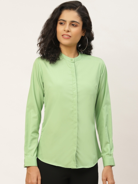 

Hancock Women Green Slim Fit Solid Formal Shirt