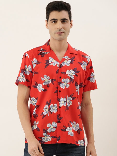 

Hancock Men Red Regular Fit Printed Casual Shirt