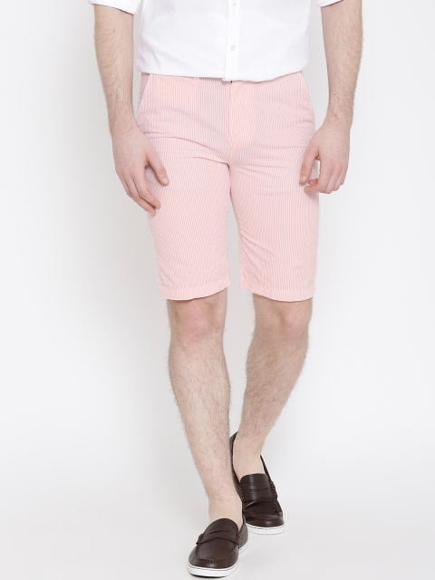 

United Colors of Benetton Pink & Off-White Striped Slim Shorts