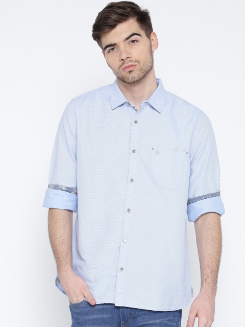 

United Colors of Benetton Blue Pinstriped Casual Shirt