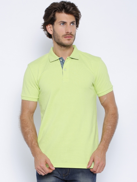 United Colors of Benetton Men Lime Green Solid Polo T-shirt