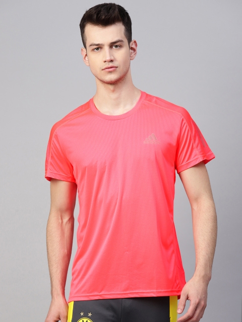 

ADIDAS Men Neon Pink Solid Own The Run T-shirt