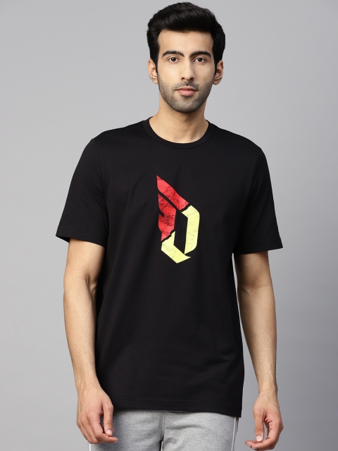 

ADIDAS Men Black Red Printed Dame Duality Logo Basketball Pure Cotton T-shirt