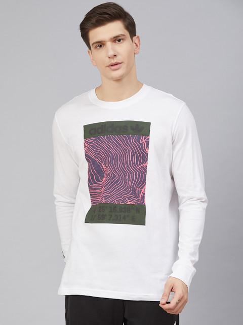 

ADIDAS Originals Men White & Pink Printed Adventure Long Sleeve T-shirt