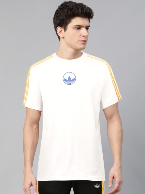 

ADIDAS Originals Men Off-White Three Stripes Circle Trefoil T-shirt
