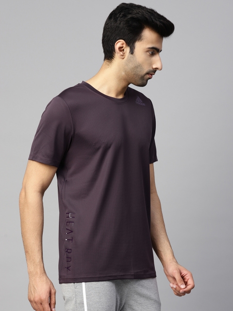 

ADIDAS Men Purple Self Design Heat.Rdy Training T-Shirt