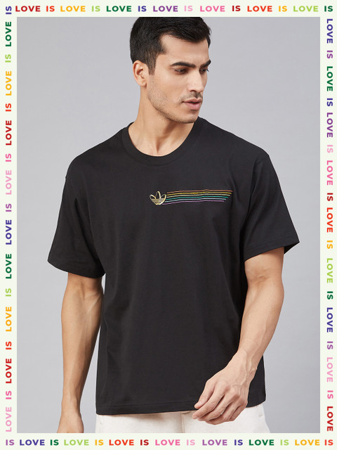 

ADIDAS Originals Black Solid Pride Linear T-shirt