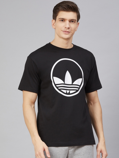 

ADIDAS Originals Men Black & White Circle Trefoil Print T-shirt