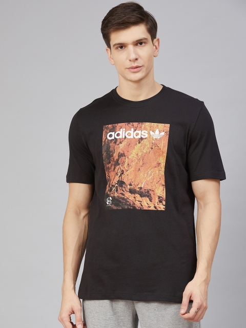 

ADIDAS Originals Men Black & Rust Orange Adventure T-shirt