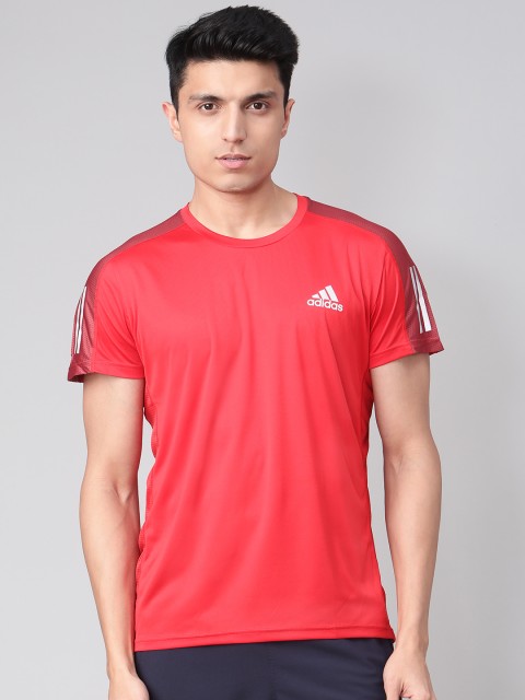 

ADIDAS Men Coral Red Own The Run Solid Running T-Shirt