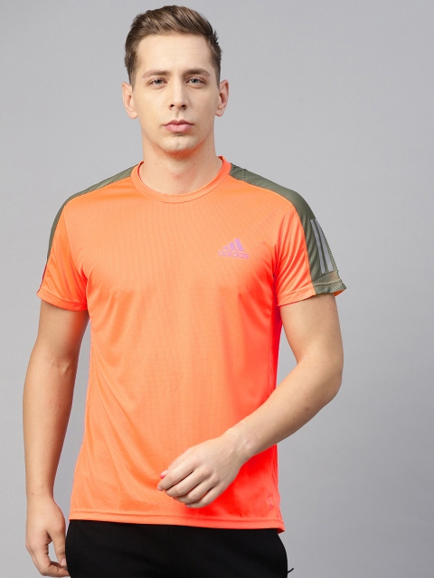 

ADIDAS Men Neon Orange Solid Own The Run T-shirt
