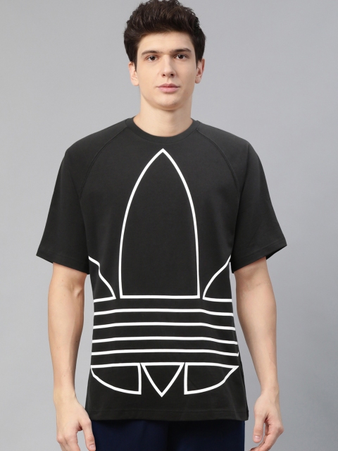 

ADIDAS Originals Men Black & White Printed Big Trefoil Outline T-shirt