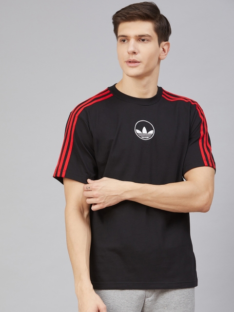 

ADIDAS Originals Men Black 3-Stripe Circle Trefoil T-shirt