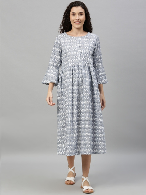 

Nejo Women White Printed A-Line Maternity Dress