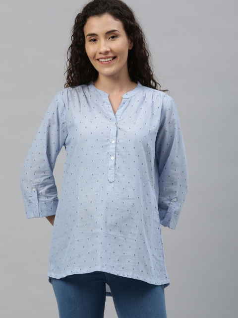 

Nejo Women Blue Self Design Maternity Pure Cotton Top
