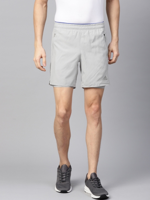 

ADIDAS Men Grey Solid Saturday Two-In-One Ultra Running Shorts