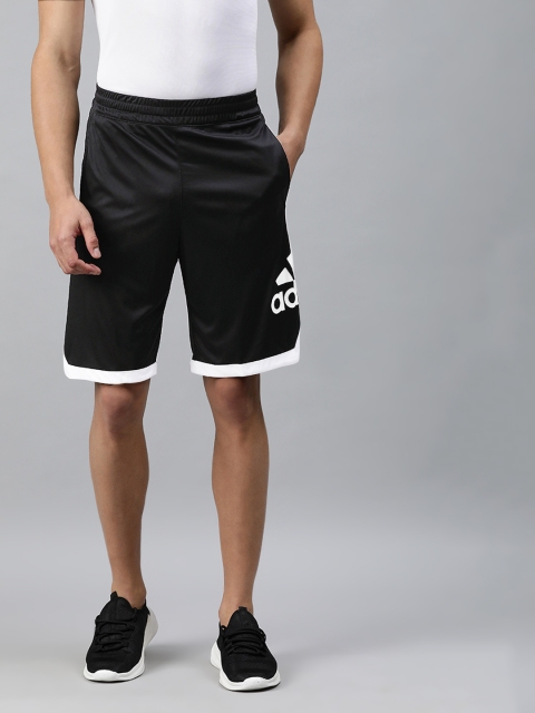 

ADIDAS Men Black Brand Logo Print Badge of Sports Slim Fit Basketball Shorts